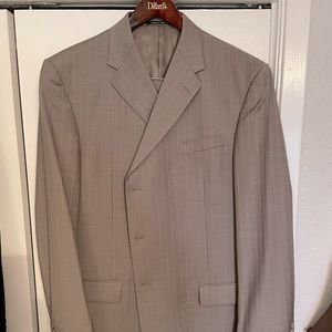 Dillards Murano 3 button suit. Tan pinstripe.